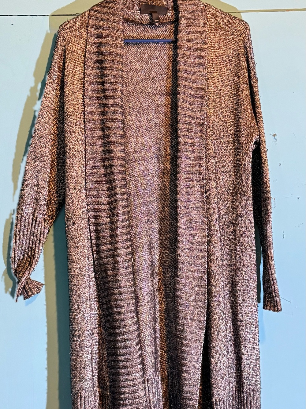 Lane Bryant Long Open-Front Cardigan in Brown Heather